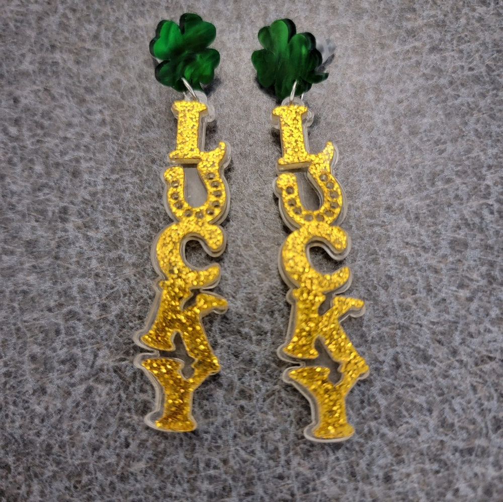 St Patrick's Day Lucky Dangle Earrings